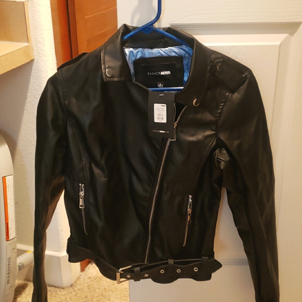 Black vegan leather jacket from Fashion Nova size SMALL